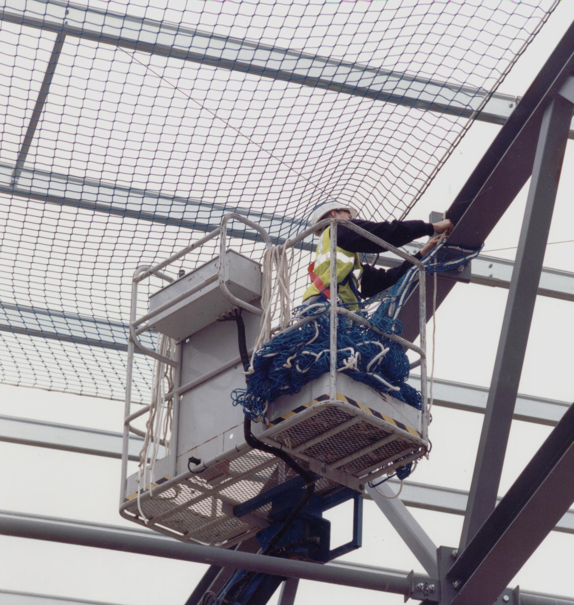 Neatly installed safety net protecting a balcony
